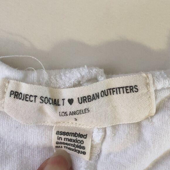 Project Social  T  Urban Outfitters Wide Sleeves Relaxed Cropped White Small - Picture 4 of 12